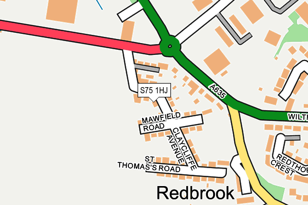 S75 1HJ map - OS OpenMap – Local (Ordnance Survey)