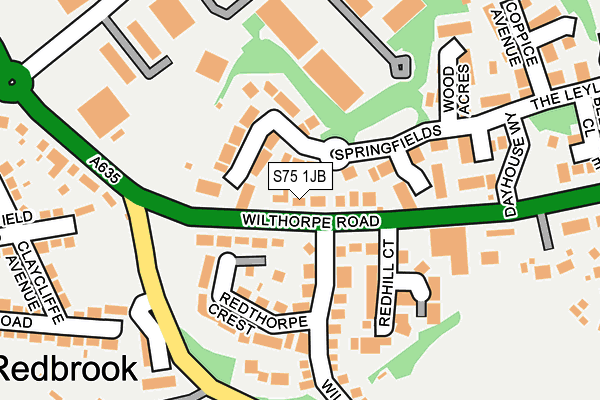 S75 1JB map - OS OpenMap – Local (Ordnance Survey)