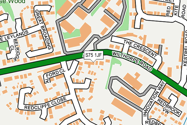 S75 1JF map - OS OpenMap – Local (Ordnance Survey)