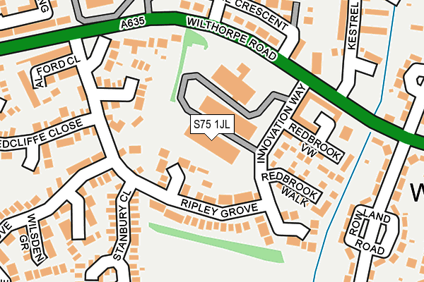 S75 1JL map - OS OpenMap – Local (Ordnance Survey)