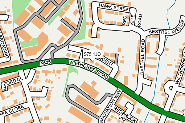 S75 1JQ map - OS OpenMap – Local (Ordnance Survey)