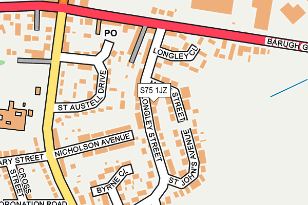 S75 1JZ map - OS OpenMap – Local (Ordnance Survey)
