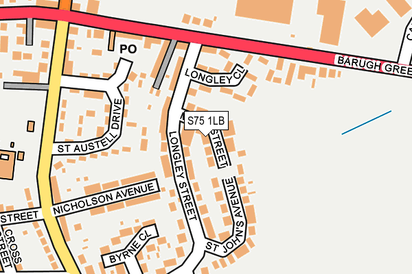 S75 1LB map - OS OpenMap – Local (Ordnance Survey)