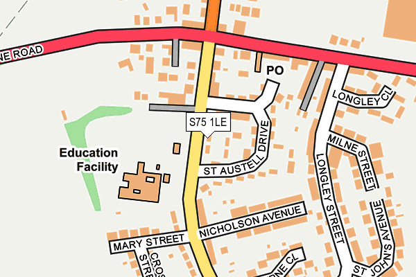 S75 1LE map - OS OpenMap – Local (Ordnance Survey)