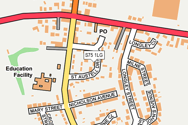 S75 1LG map - OS OpenMap – Local (Ordnance Survey)