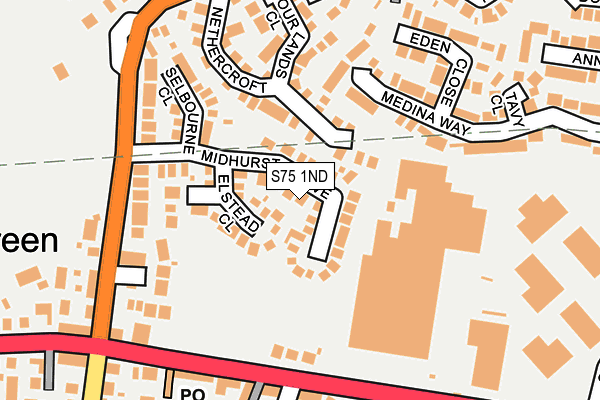 S75 1ND map - OS OpenMap – Local (Ordnance Survey)