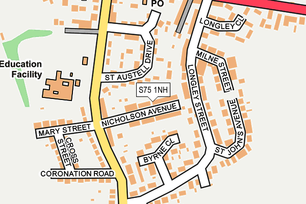 S75 1NH map - OS OpenMap – Local (Ordnance Survey)