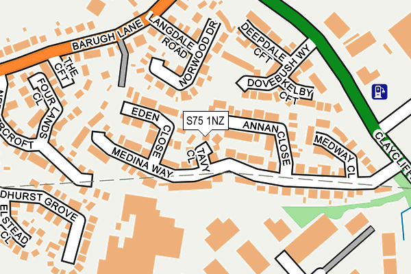 S75 1NZ map - OS OpenMap – Local (Ordnance Survey)