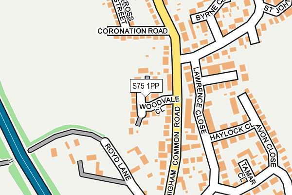 S75 1PP map - OS OpenMap – Local (Ordnance Survey)