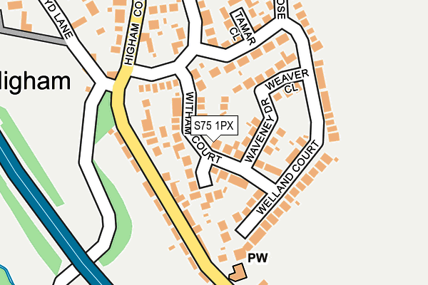 S75 1PX map - OS OpenMap – Local (Ordnance Survey)