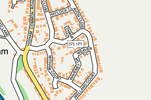 S75 1PY map - OS OpenMap – Local (Ordnance Survey)