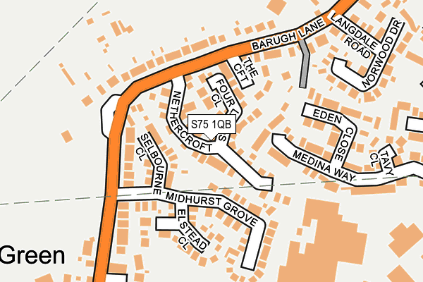 S75 1QB map - OS OpenMap – Local (Ordnance Survey)