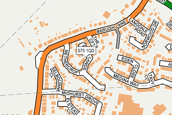 S75 1QD map - OS OpenMap – Local (Ordnance Survey)