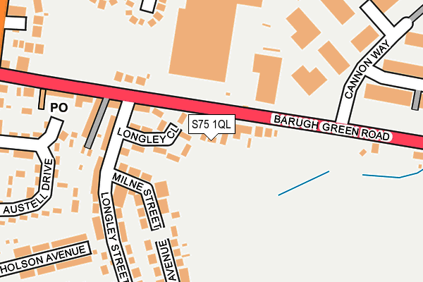 S75 1QL map - OS OpenMap – Local (Ordnance Survey)