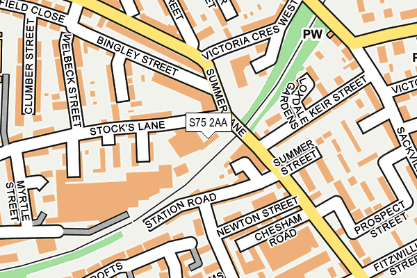 S75 2AA map - OS OpenMap – Local (Ordnance Survey)