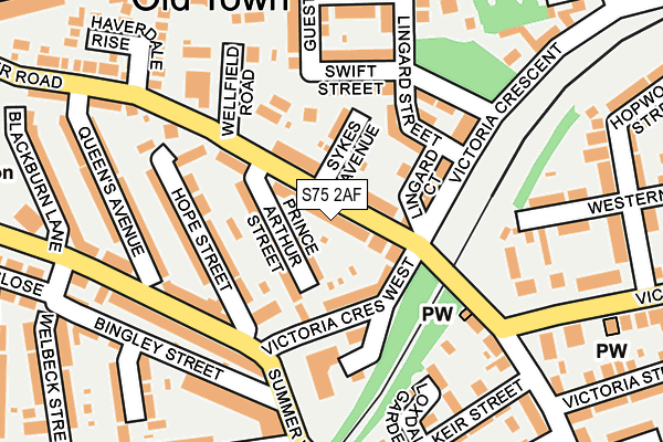 S75 2AF map - OS OpenMap – Local (Ordnance Survey)