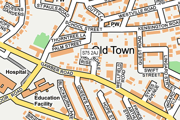 S75 2AJ map - OS OpenMap – Local (Ordnance Survey)