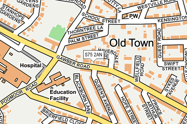 S75 2AN map - OS OpenMap – Local (Ordnance Survey)