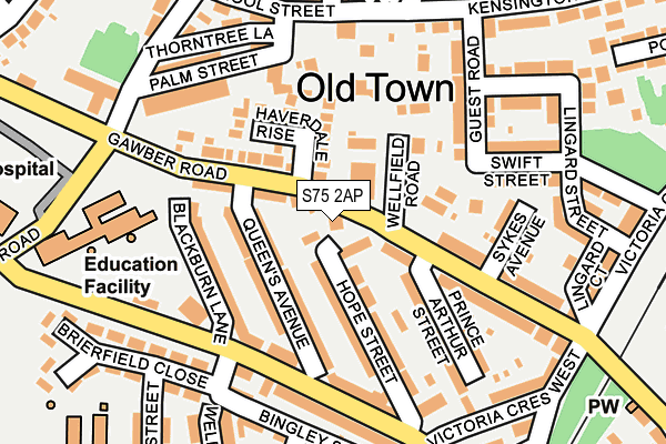 S75 2AP map - OS OpenMap – Local (Ordnance Survey)