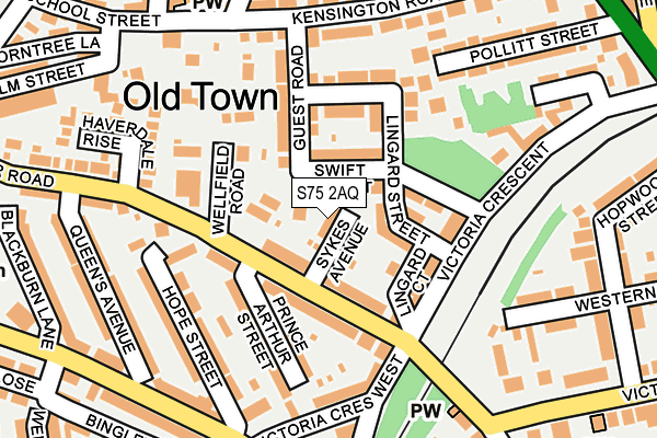 S75 2AQ map - OS OpenMap – Local (Ordnance Survey)