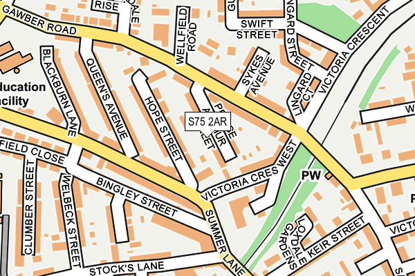 S75 2AR map - OS OpenMap – Local (Ordnance Survey)