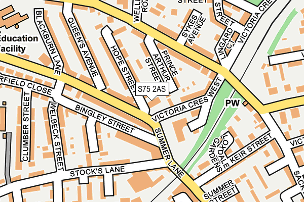 S75 2AS map - OS OpenMap – Local (Ordnance Survey)