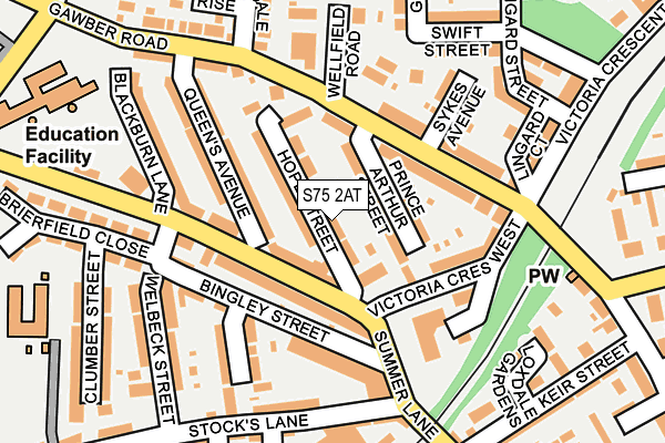 S75 2AT map - OS OpenMap – Local (Ordnance Survey)