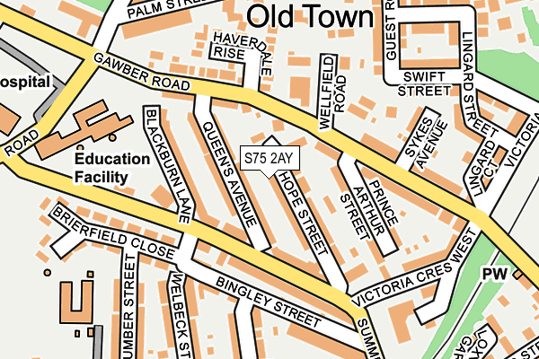 S75 2AY map - OS OpenMap – Local (Ordnance Survey)