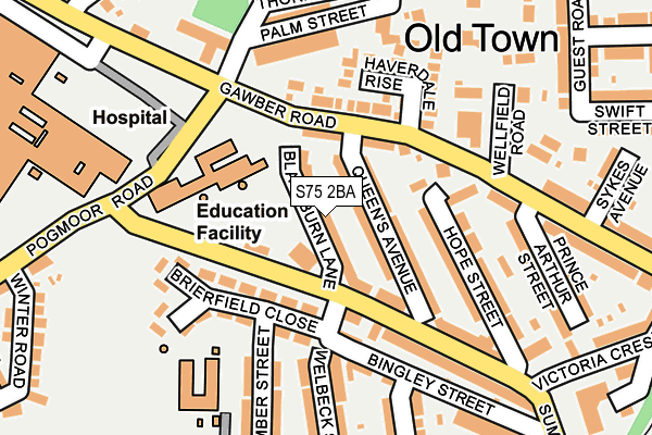 S75 2BA map - OS OpenMap – Local (Ordnance Survey)