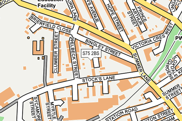 S75 2BS map - OS OpenMap – Local (Ordnance Survey)