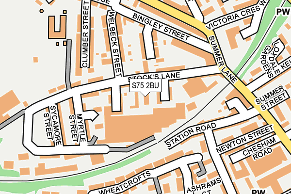 S75 2BU map - OS OpenMap – Local (Ordnance Survey)