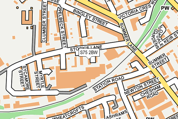 S75 2BW map - OS OpenMap – Local (Ordnance Survey)
