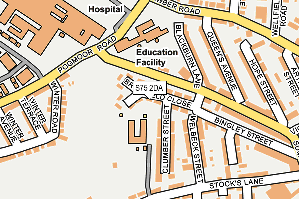 S75 2DA map - OS OpenMap – Local (Ordnance Survey)