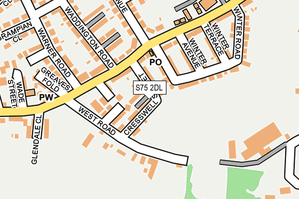 S75 2DL map - OS OpenMap – Local (Ordnance Survey)