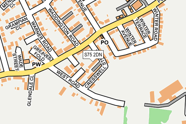 S75 2DN map - OS OpenMap – Local (Ordnance Survey)