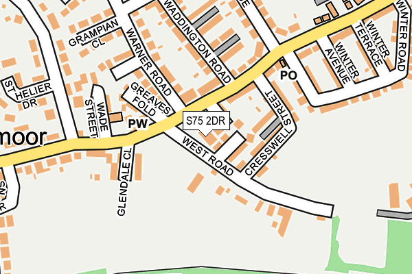 S75 2DR map - OS OpenMap – Local (Ordnance Survey)