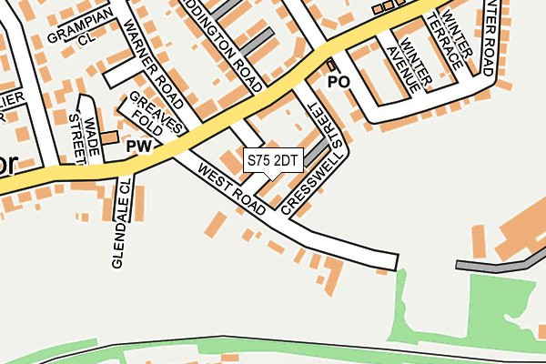 S75 2DT map - OS OpenMap – Local (Ordnance Survey)