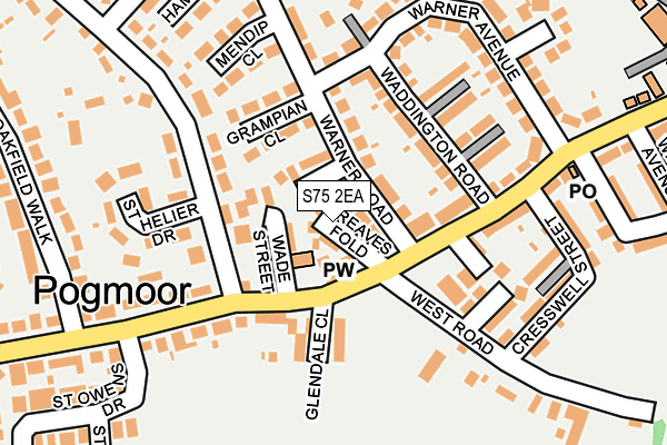 S75 2EA map - OS OpenMap – Local (Ordnance Survey)