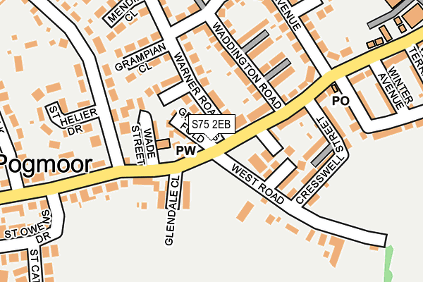 S75 2EB map - OS OpenMap – Local (Ordnance Survey)