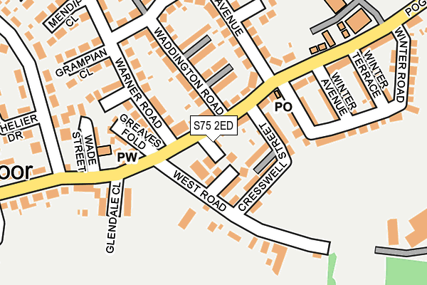 S75 2ED map - OS OpenMap – Local (Ordnance Survey)