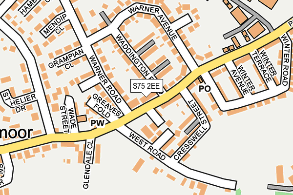 S75 2EE map - OS OpenMap – Local (Ordnance Survey)