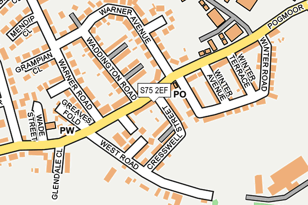 S75 2EF map - OS OpenMap – Local (Ordnance Survey)