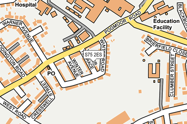 S75 2ES map - OS OpenMap – Local (Ordnance Survey)