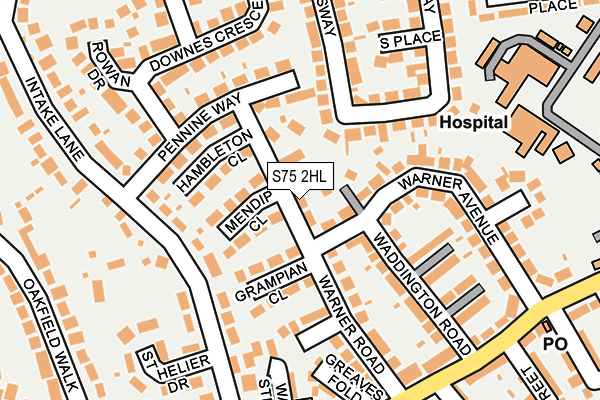 S75 2HL map - OS OpenMap – Local (Ordnance Survey)