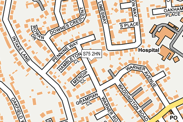 S75 2HN map - OS OpenMap – Local (Ordnance Survey)