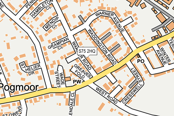 S75 2HQ map - OS OpenMap – Local (Ordnance Survey)