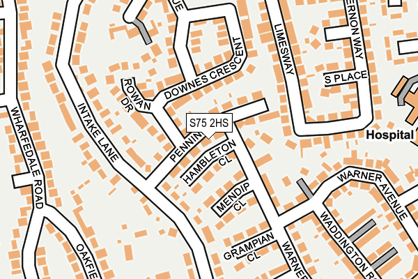 S75 2HS map - OS OpenMap – Local (Ordnance Survey)