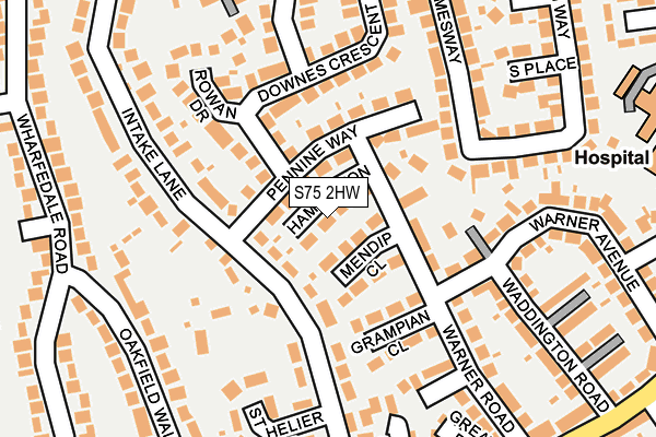 S75 2HW map - OS OpenMap – Local (Ordnance Survey)