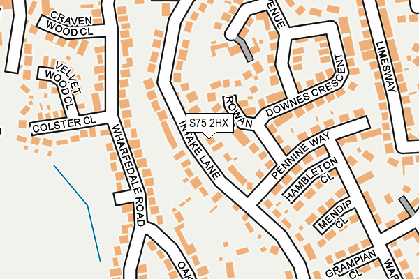 S75 2HX map - OS OpenMap – Local (Ordnance Survey)