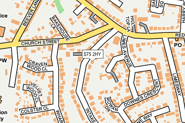 S75 2HY map - OS OpenMap – Local (Ordnance Survey)
